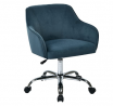 OSP Home Furnishings Bristol Chrome Base Upholstered Task Chair, Atlantic Blue Velvet