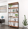 BATHWA Tall Bookshelf Mordern Wood Metal Open Industrial Book Shelves Bookcase Shelving Unit Storage