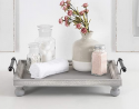 Kate and Laurel Bruillet Farmhouse Rectangular Tray, 12 x 16, Rustic Gray, Vintage Tray for Coffee T